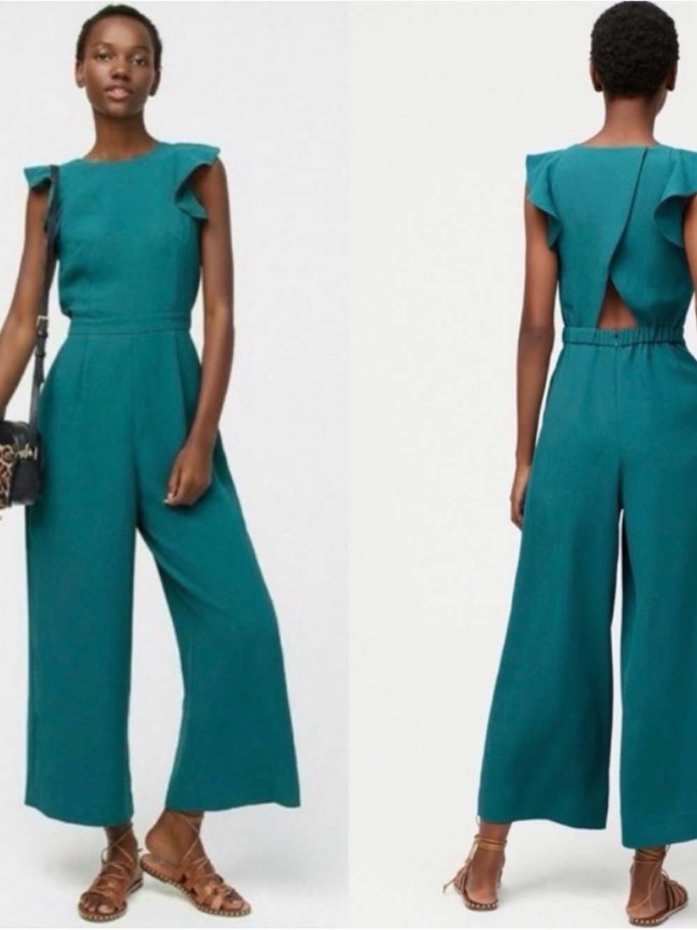 J. Crew Sleeveless ruffle jumpsuit in 365 crepe